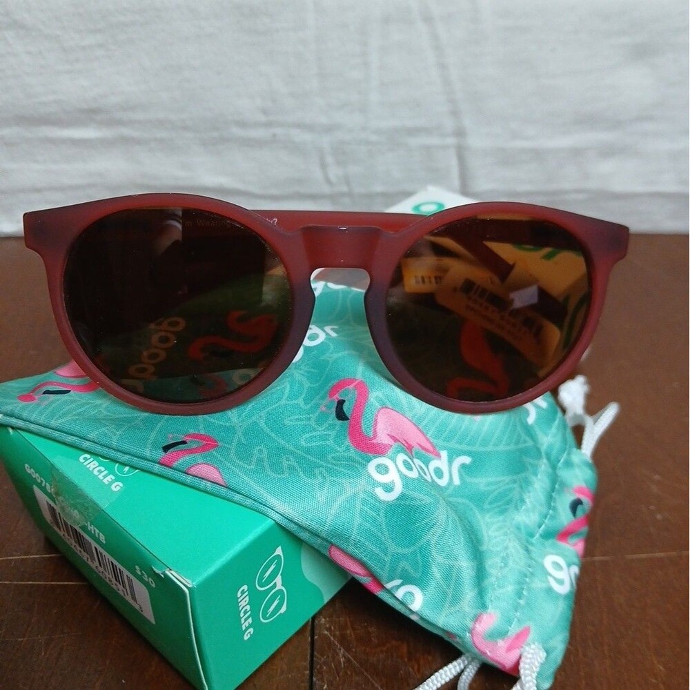 goodr Circle G I’m Wearing Burgundy Polarized Round Sunglasses New in Box